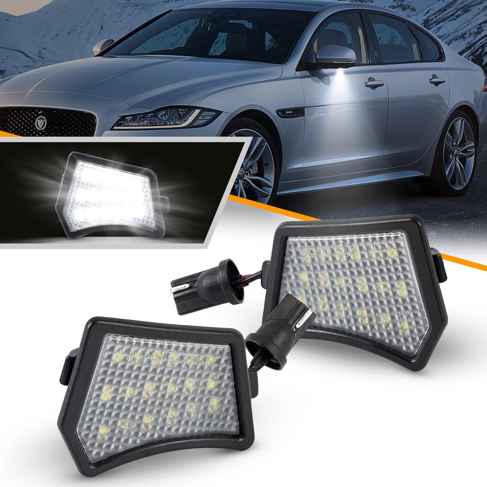 OZ-LAMPE LED Umfeldbeleuchtung Spiegel Umgebungslicht für VOLVO XC90 S40 V50 C30 C70 S60 V60 S80 V70 XC70 S60 S80 V70 CH Jaguar XE-Type XF XFR XJ-Type XK 2 Stück E-Prüfzeichen Canbus Schwarz von OZ-LAMPE