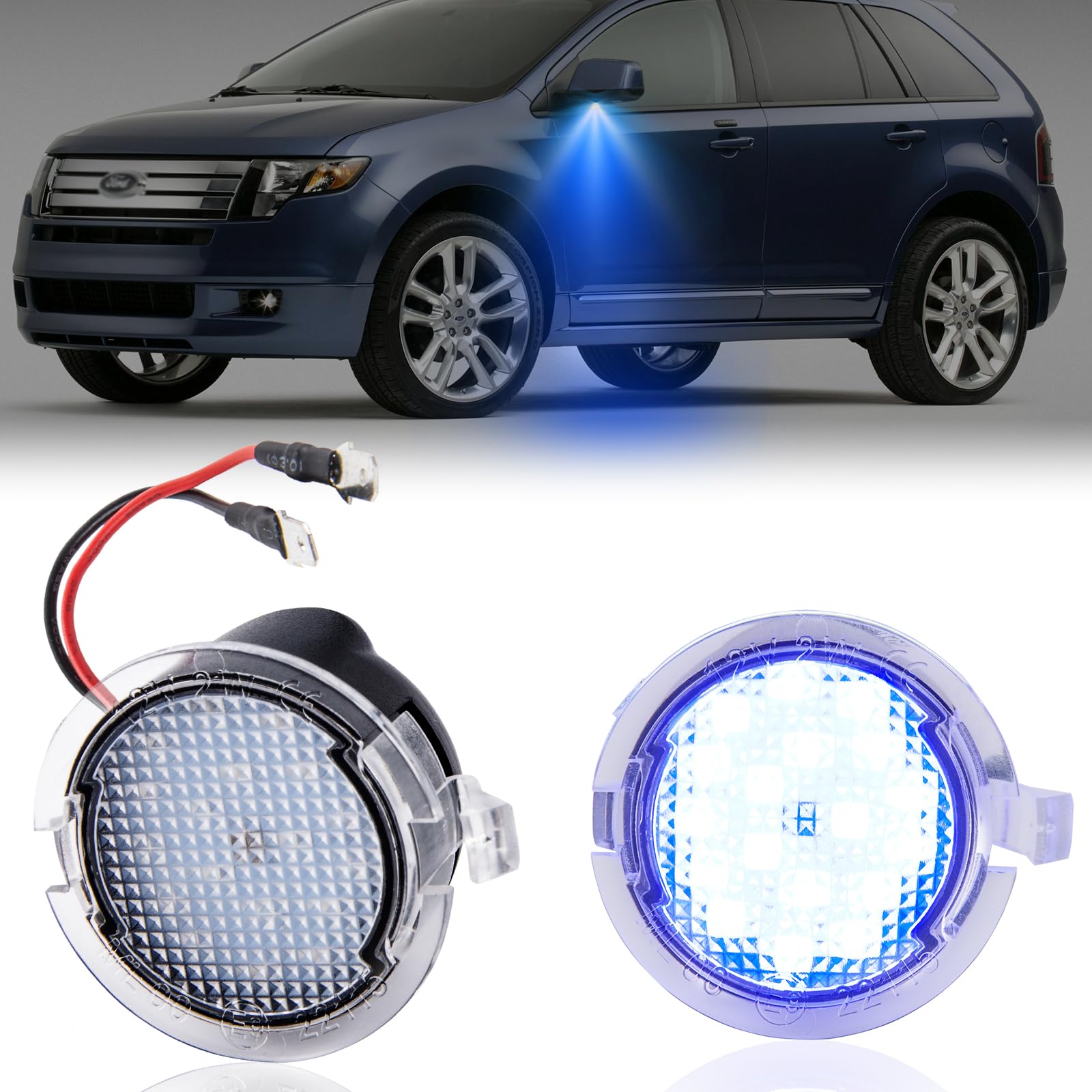 OZ-LAMPE LED Umfeldbeleuchtung Spiegel für Ford Edge F-150 Taurus Flex Raptor Explorer Expedition Taurus E, Spiegel Umgebungslicht, 2 Stück, Canbus Fehlerfre von OZ-LAMPE