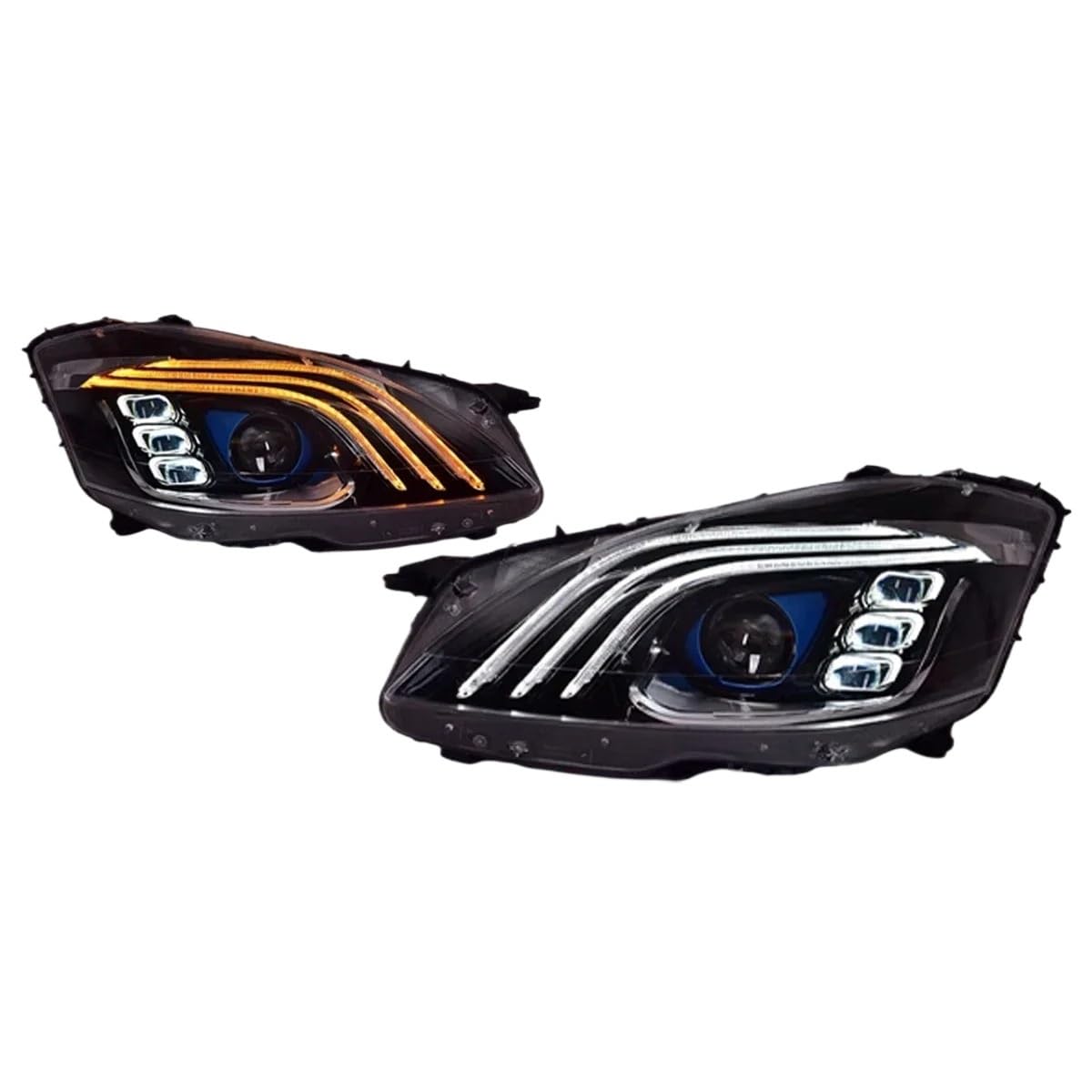 OZCCH Autokompatibel for Benz S-Klasse W221 Scheinwerfer 2006-2013 Upgrade modifiziert auf DRL Dynamischer Blinker Scheinwerfer Autozubehör(10-13HaveNightVision) von OZCCH