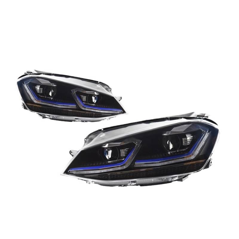 OZCCH Autoteile kompatibel for VW Golf 7 MK7 GTI-Scheinwerfer 2013–2017 Upgrade Golf 7.5 Styling DRL Dual-Projektor Autozubehör modifiziert((SLIVER),RHD) von OZCCH
