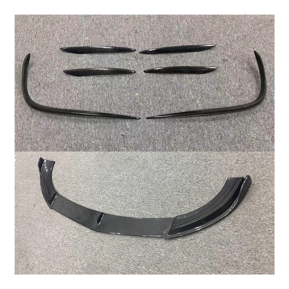 OZCCH B-Style Carbon Fiber Frontstoßstangen-Kinnlippensplitter mit Seitenverkleidung, kompatibel mit Benz W213 E200/E300/E350/E43/E53 AMG-Paket 2015–2019, Aerodynamisches Upgrade(Set A) von OZCCH