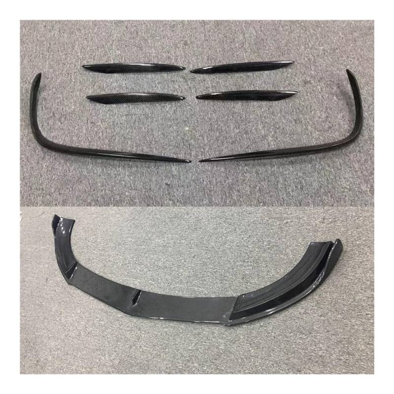 OZCCH B-Style Carbon Fiber Frontstoßstangen-Kinnlippensplitter mit Seitenverkleidung, kompatibel mit Benz W213 E200/E300/E350/E43/E53 AMG-Paket 2015–2019, Aerodynamisches Upgrade(Set A) von OZCCH