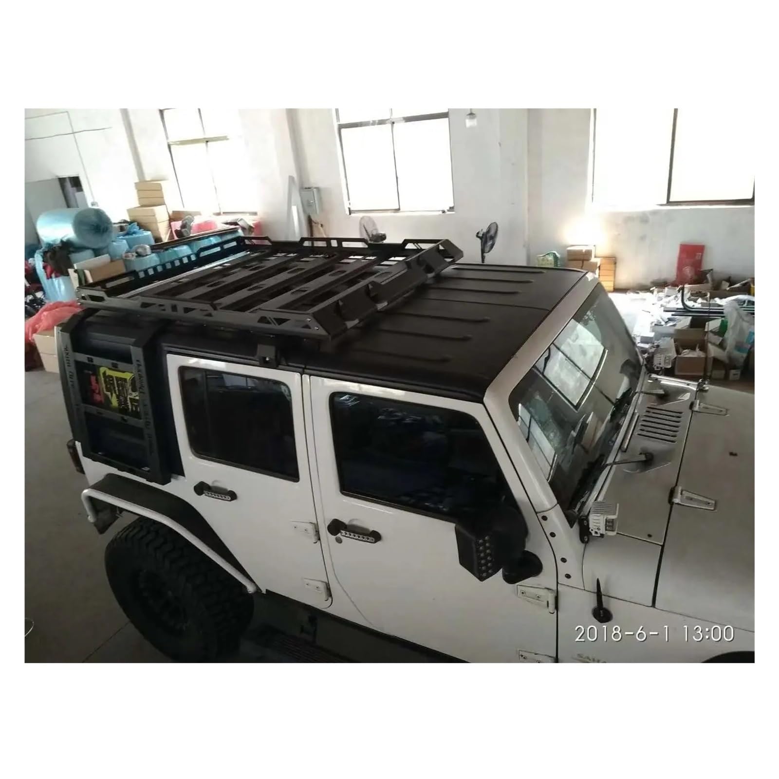 OZCCH Dachgepäckträger, Stahldachgepäckträger, Seitenstangen, Querschienen, kompatibel mit Jeep JK Wrangler 2007–2017, robuster schwarzer Frachtgepäckträger, Reiseausrüstung von OZCCH