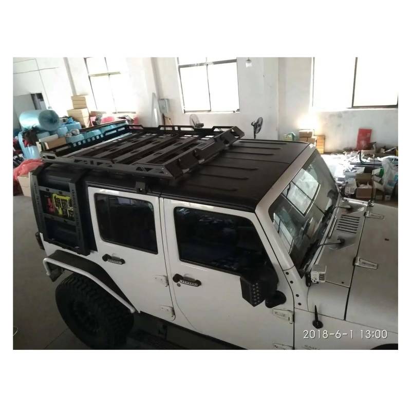 OZCCH Dachgepäckträger, Stahldachgepäckträger, Seitenstangen, Querschienen, kompatibel mit Jeep JK Wrangler 2007–2017, robuster schwarzer Frachtgepäckträger, Reiseausrüstung von OZCCH