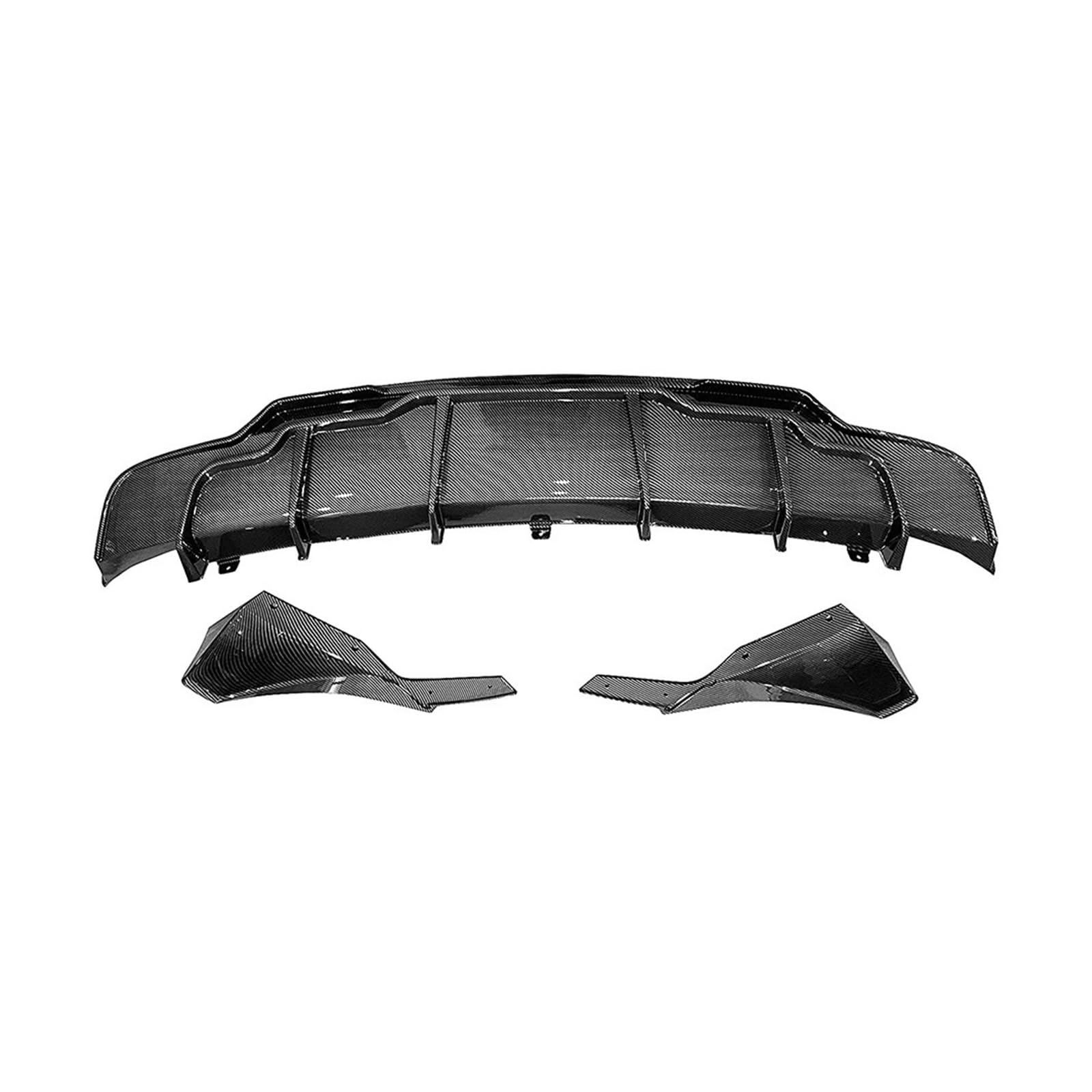 OZCCH Hochleistungs-Diffusor-Kit for die Heckstoßstange, 3-teilig, kompatibel mit Tesla Model 3 2017–2023 – Aerodynamische Formlippen/Schürzen aus PP/ABS-Kunststoff mit Kohlefaserdruck(5pcs) von OZCCH