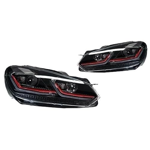 OZCCH Scheinwerfer Kompatibel for VW Golf 6 MK6 2009-2013 Auto auto товары DRL Hella 5 Xenon Objektiv Hid h7 Golf6 Auto Zubehör(GTI,1PAIR_RIGHT_A) von OZCCH