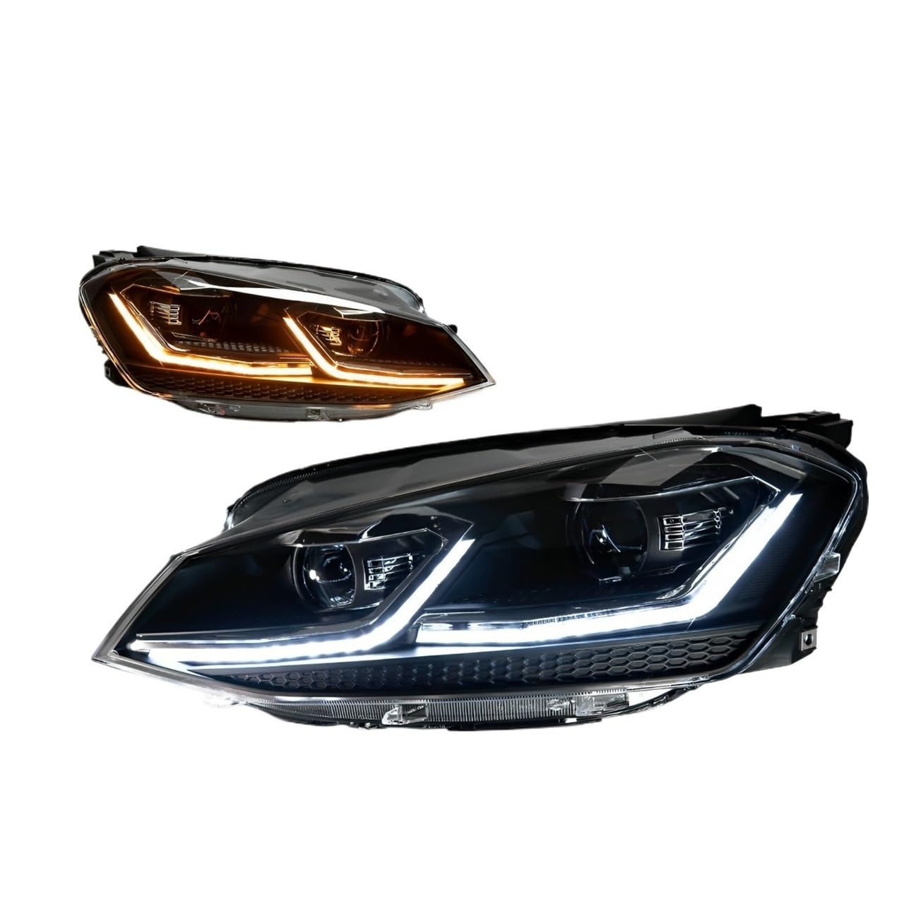 OZCCH Scheinwerfer Kompatibel for VW Golf 7 MK7 Gti 2013-2017 Golf 7 Kopf Lampe Auto Styling DRL Signal Projektor Objektiv Auto Zubehör Vorne((SLIVER),LHD) von OZCCH