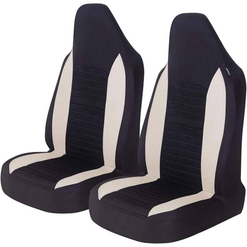 OZFRVXUG 2 Stück Vordersitze Auto-Sitzauflage für BMW 5 Series 2010-2017, Bucket-Typ integrierte Atmungsaktiv Autositzschoner Zubehör,B/Beige von OZFRVXUG