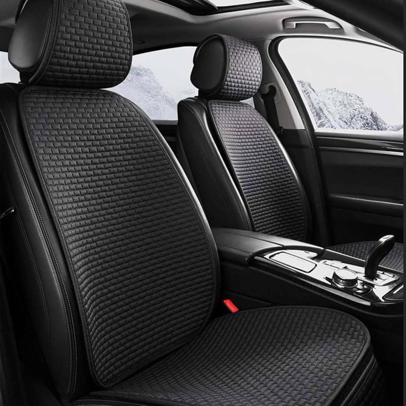OZFRVXUG Auto SitzbezüGe Für BMW Serie 2 Series 2er U06 Active Tourer 2021-2025, Universal Vorne Hinten Leinen Sitzkissen SitzbezüGe Sitzschoner Innenraum Zubehör,A/Black von OZFRVXUG
