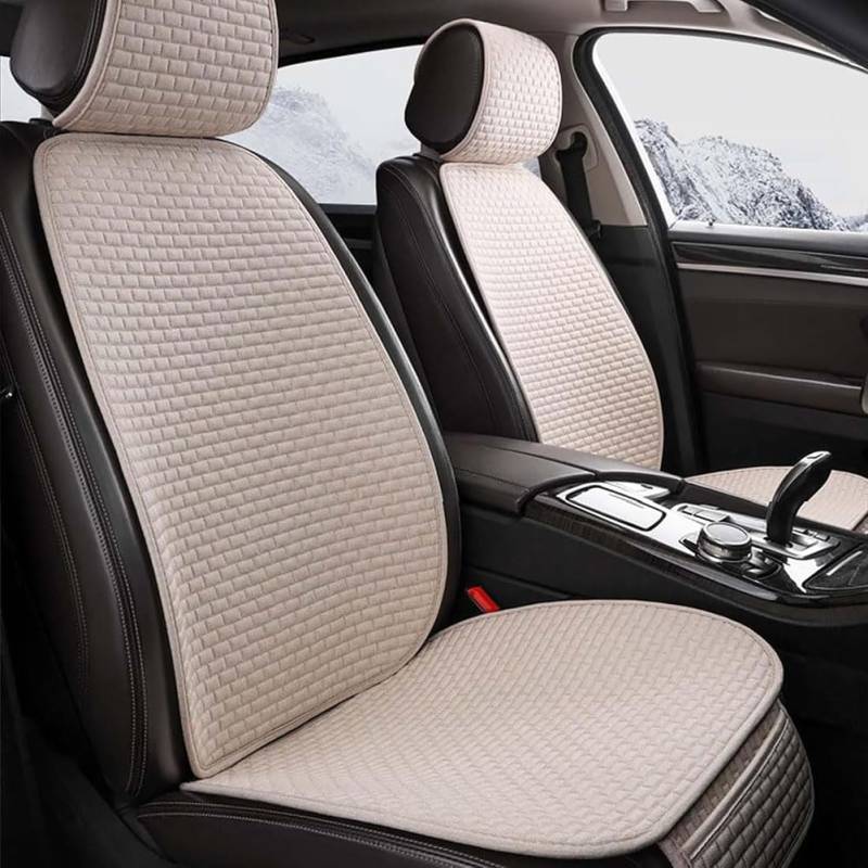 OZFRVXUG Auto SitzbezüGe Für Tesla Model Y Model y, Universal Vorne Hinten Leinen Sitzkissen SitzbezüGe Sitzschoner Innenraum Zubehör,C/Beige von OZFRVXUG