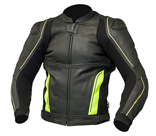 LEATHER JACKET OZONE VOLT BLACK/FLO YELLOW 46 von OZONE MOTO