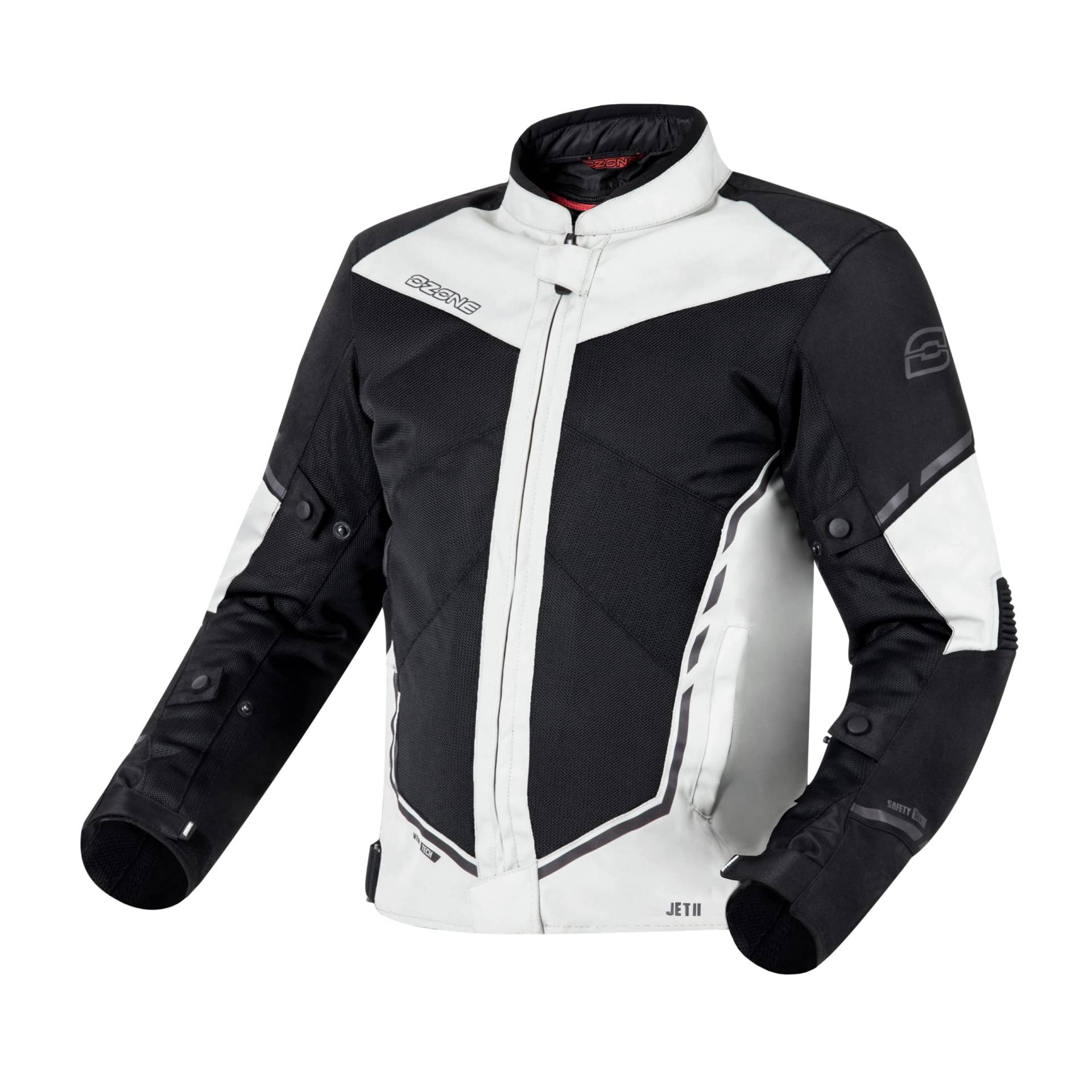 OZONE MOTO Jet II Motorradjacke Herren | Textil | Ellbogen und Schultern Protektoren Stufe 1 | Mesh-Einsätze | Abnehmbare wasserdichte Membran | Reflektierende Elemente von OZONE MOTO