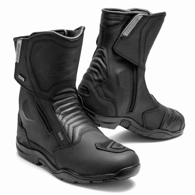 OZONE MOTO Rapid Motorradstiefel Herren und Damen | PU Leder | Hipora Membran | Zwei Lange Reißverschlüsse | Verstärkte Zehen, Fersen und Knöchel | Doppel und Dreifachnähte von OZONE MOTO