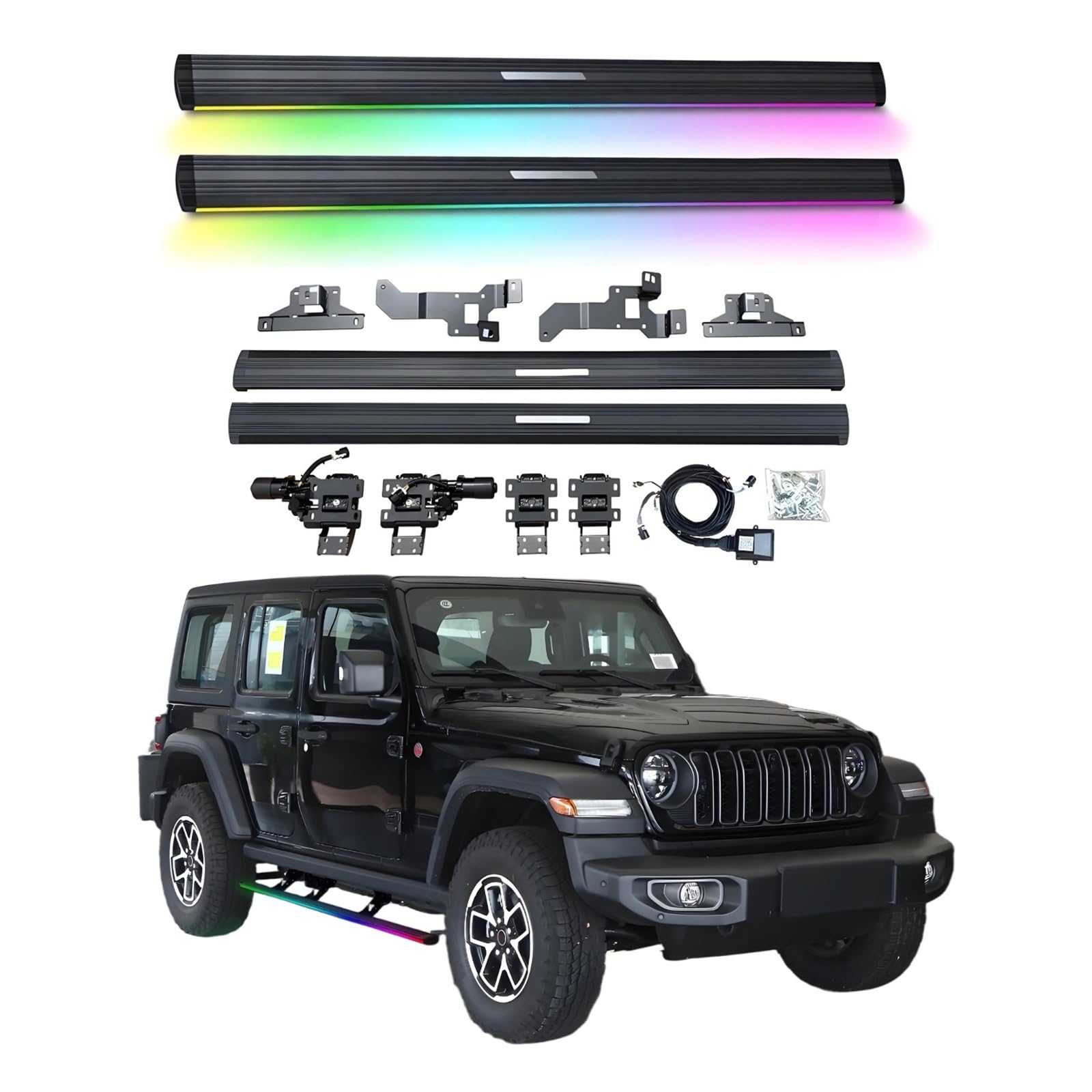 OZTSR Elektrische Trittbretter, kompatibel mit Jeep Wrangler JL 4-Türer Sahara Rubicon 2018–2025 mit Licht, SUV, Geländewagen und Pickup-Trucks – einziehbare Truck-Stufen und Nerf Bars OZTSR Elektrische Trittbretter, kompatibel mit Jeep Wrangler JL 4-Türer Sahara Rubicon 2018–2025 mit Licht, SUV, Geländewagen und Pickup-Trucks – einziehbare Truck-Stufen und Nerf Bars von OZTSR
