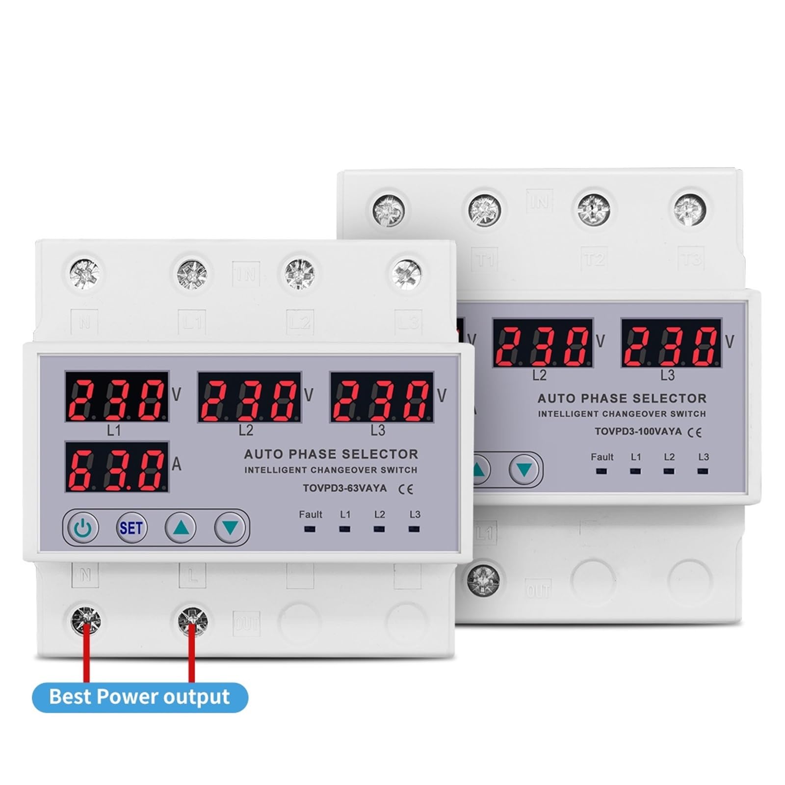 100A 63A 3 Phase 3P + N Din-Schiene Phase Selector Einstellbare Über Und Monitor Relais Protector 1Pcs(63A phase selector) von OZVSVGQO