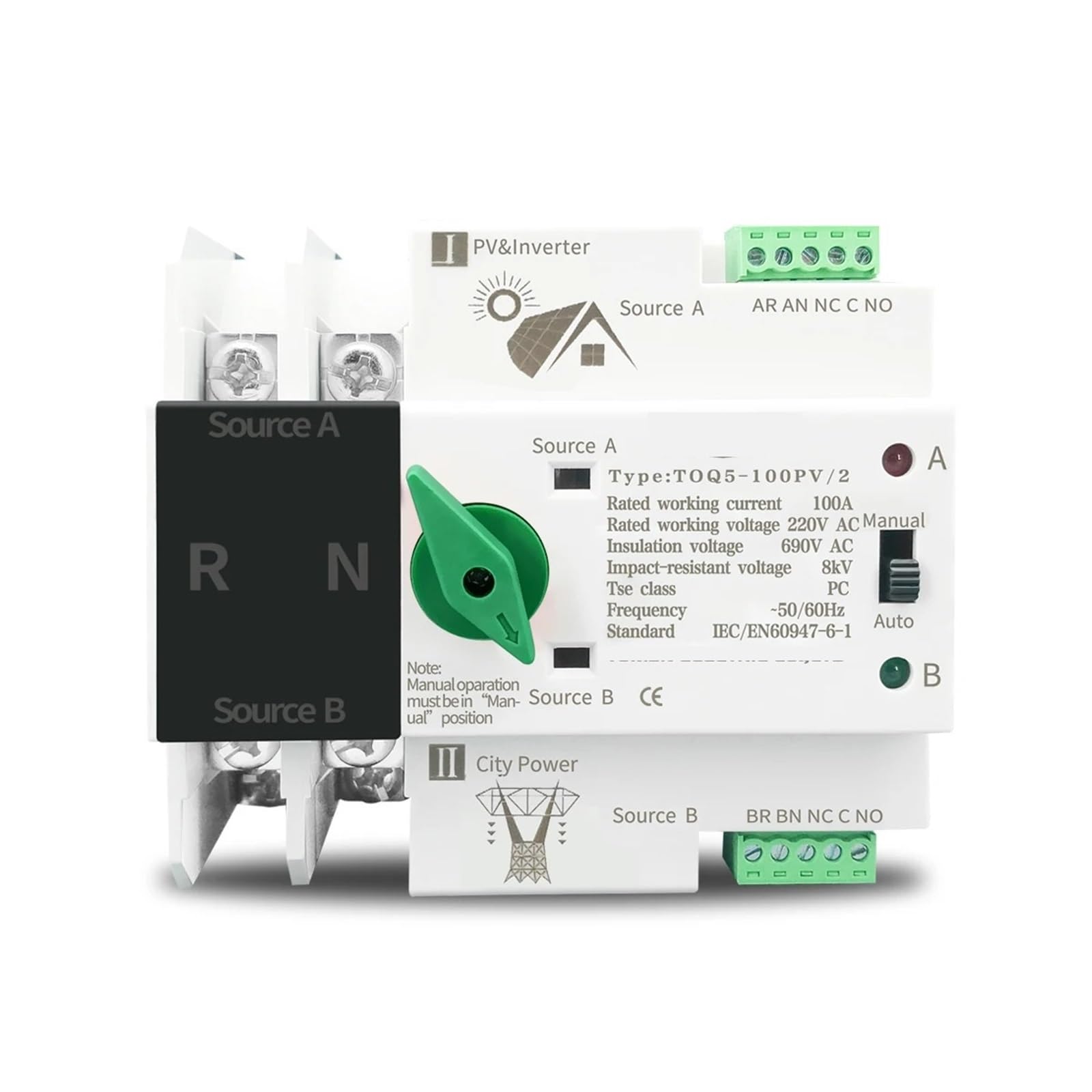 2P 3P 4P Din-Schiene ATS for PV Und Wechselrichter Dual Power Automatic Transfer Wahlschalter 63A 100A 125A 1St(2P,100A) von OZVSVGQO