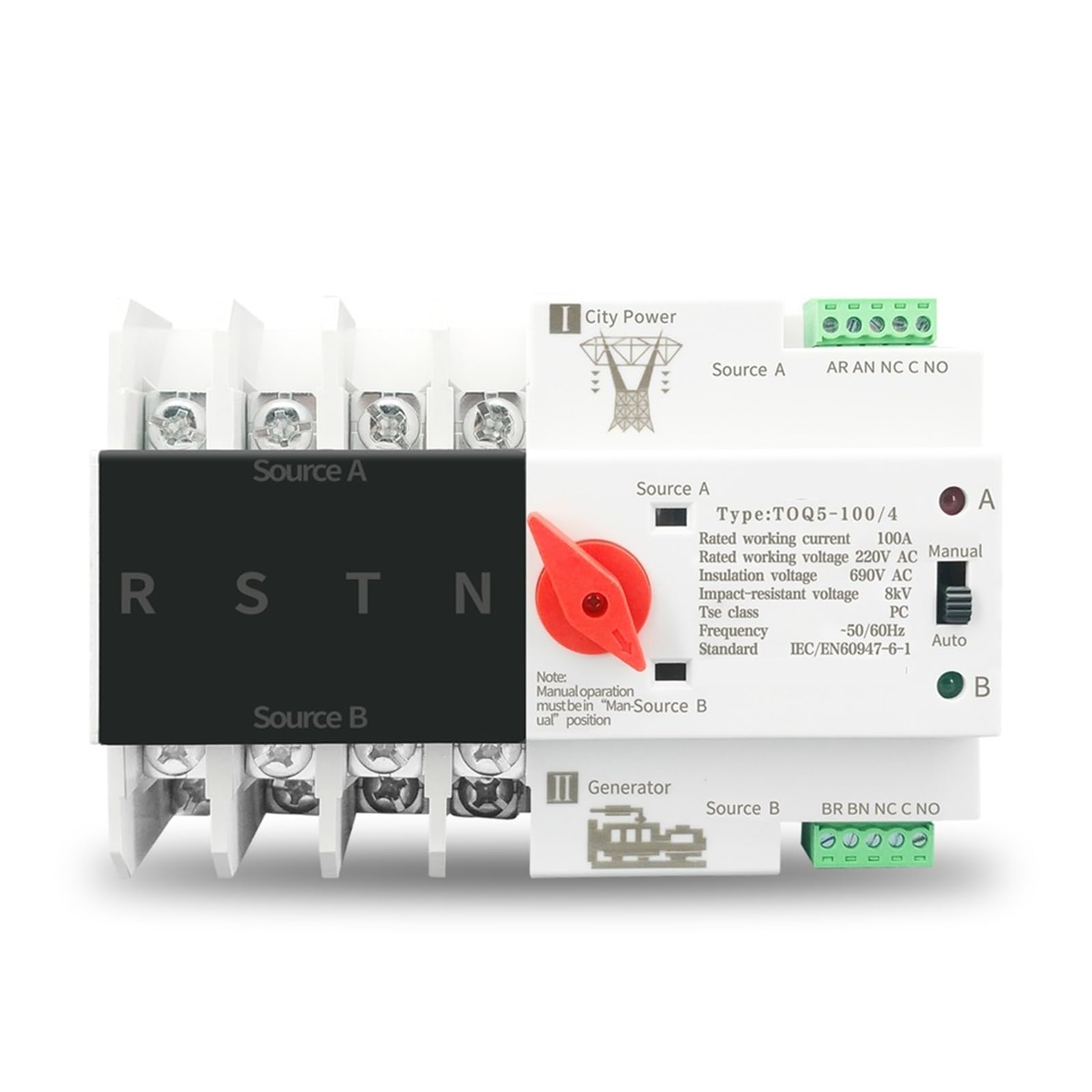 3 Phase Din-schiene ATS Dual Power Automatische Schalter Elektrische Wahlschalter Power 4P 63A 100A 125A 1Pcs(110V,100A) von OZVSVGQO