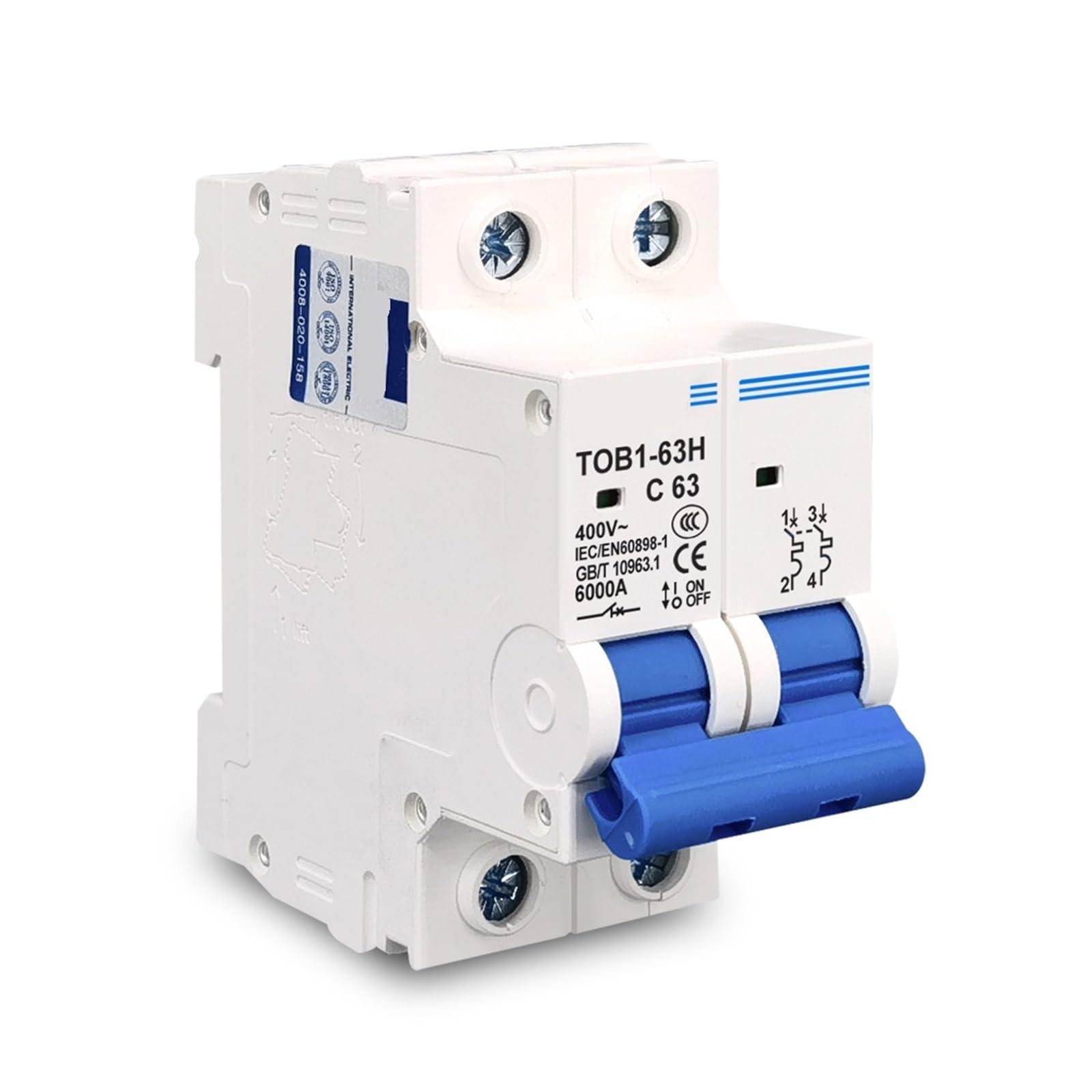 AC MCB TOB1-63H C 230/400V ~ 50HZ/60HZ Mini-Leistungsschalter 1P 2P 3P 4P 3A-63A 1 Stücke(2p,63A) von OZVSVGQO