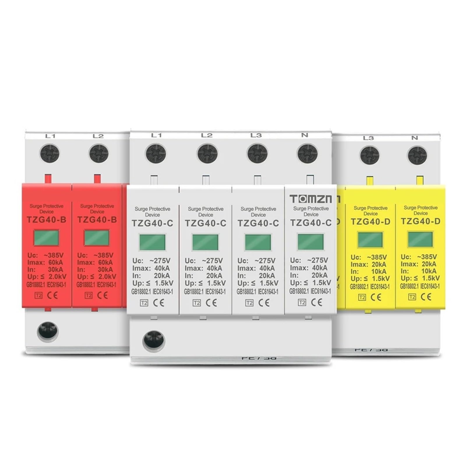 AC SPD 4P 3P+N 10-20KA 20-40KA 30-60KA 275V 385V Haus Überspannungsschutz Schutzgerät 1St(420V,30-60KA) von OZVSVGQO