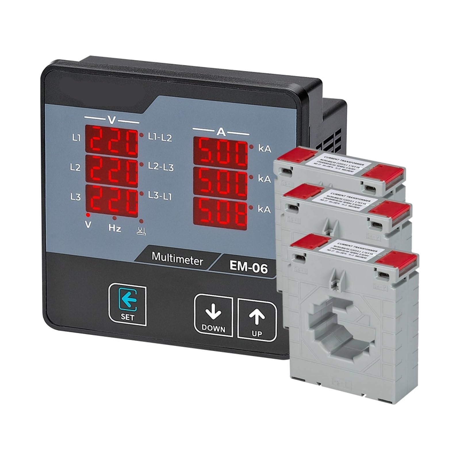EM-06 Digitalmultimeter Dreiphasenvolt (LL) (LN) Ampere Frequenz Phasenfolge Anzeige Panel Meter 1St(3CT 1000A) von OZVSVGQO