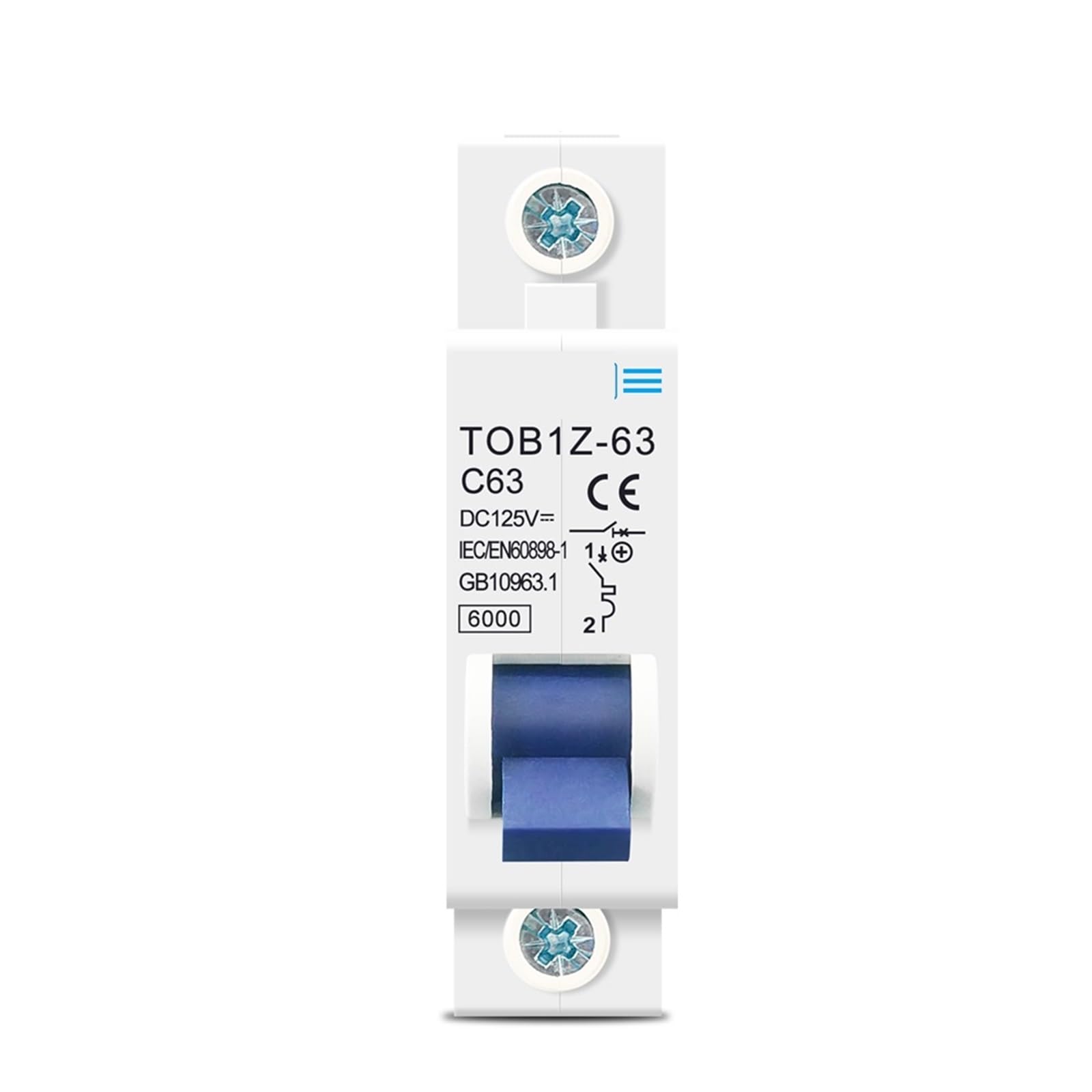 OZVSVGQO DC MCB 6KA 1P 125V Mini-Leistungsschalter 3A 6A 10A 16A 20A 25A 32A 40A 50A 63A 1Stk(3A) von OZVSVGQO