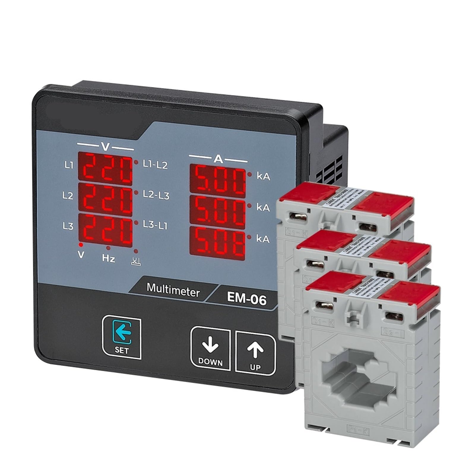 OZVSVGQO EM-06 Digitalmultimeter Dreiphasenvolt (LL) (LN) Ampere Frequenz Phasenfolge Anzeige Panel Meter 1St(3CT 200A) von OZVSVGQO
