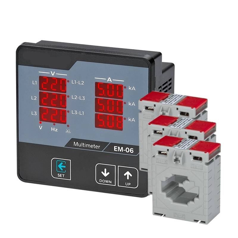 OZVSVGQO EM-06 Digitalmultimeter Dreiphasenvolt (LL) (LN) Ampere Frequenz Phasenfolge Anzeige Panel Meter 1St(3CT 200A) von OZVSVGQO