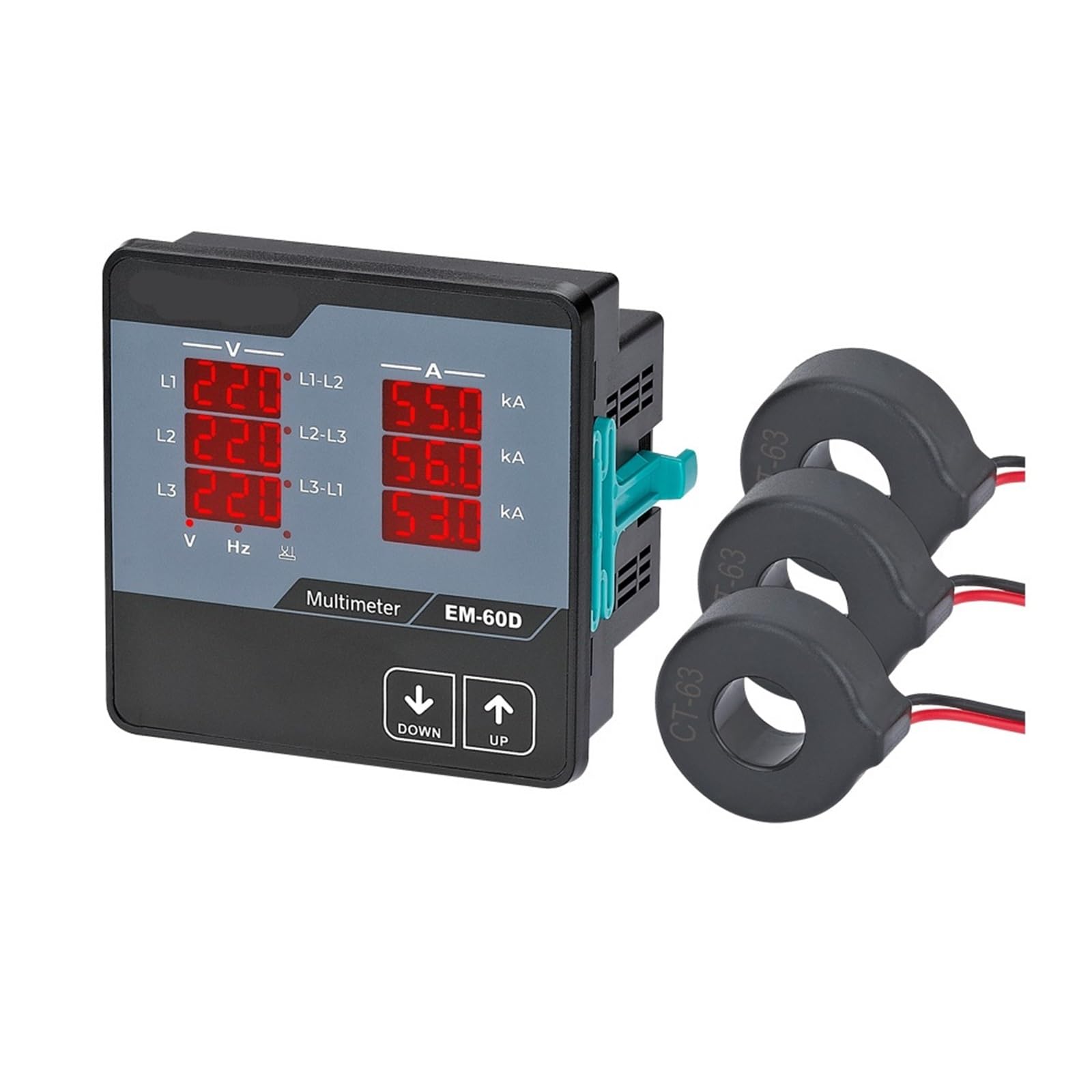 OZVSVGQO EM-XXD Digitalmultimeter Enthält 3 CT Dreiphasenvolt (LL) (LN) Ampere Frequenz Phasenfolgeanzeige 1St(60D(1-63A)) von OZVSVGQO