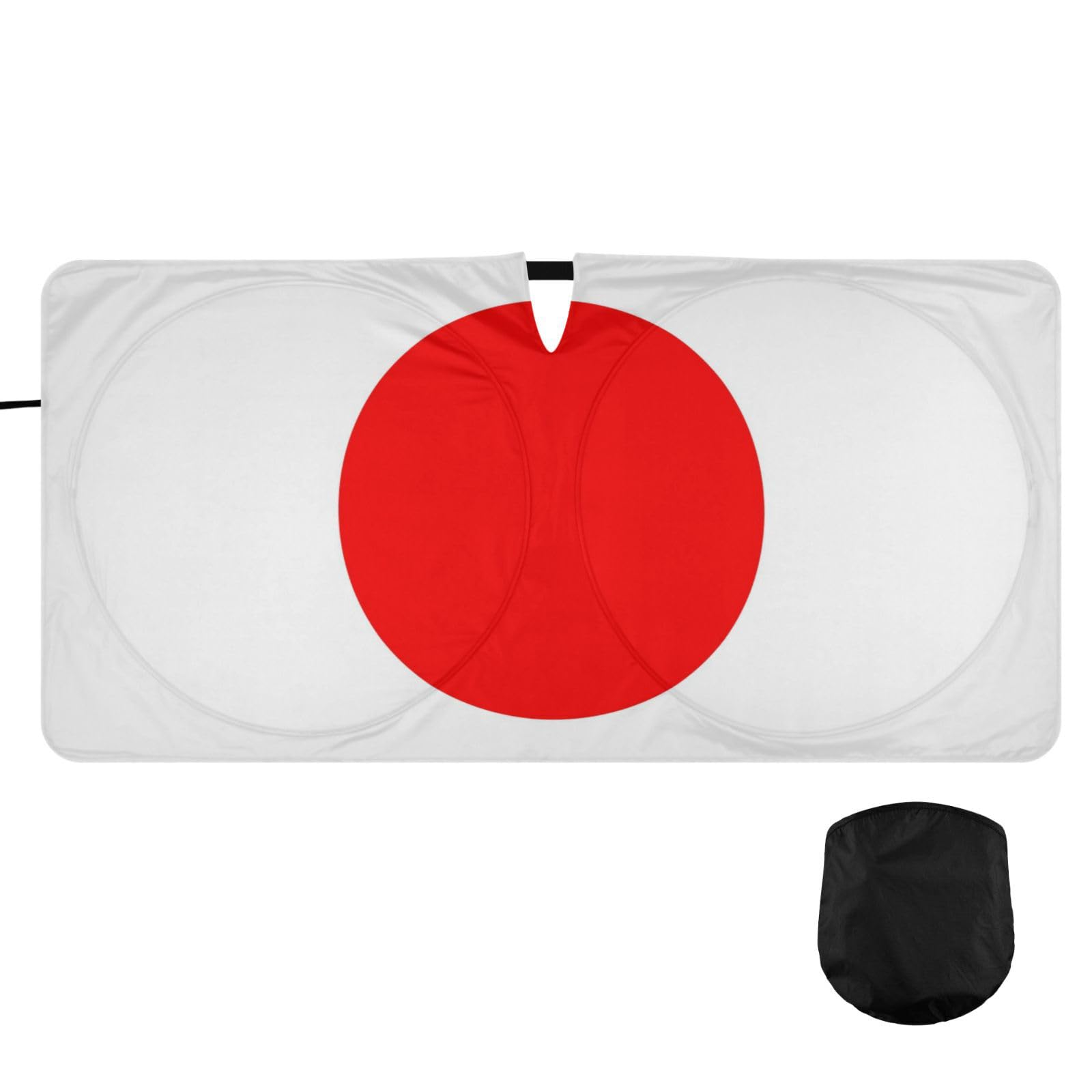 Oarencol Auto-Sonnenschutz mit japanischer Flagge, faltbar, schützt vor UV-Strahlen, hält das Fahrzeug kühl (149,9 x 76,2 cm) von Oarencol