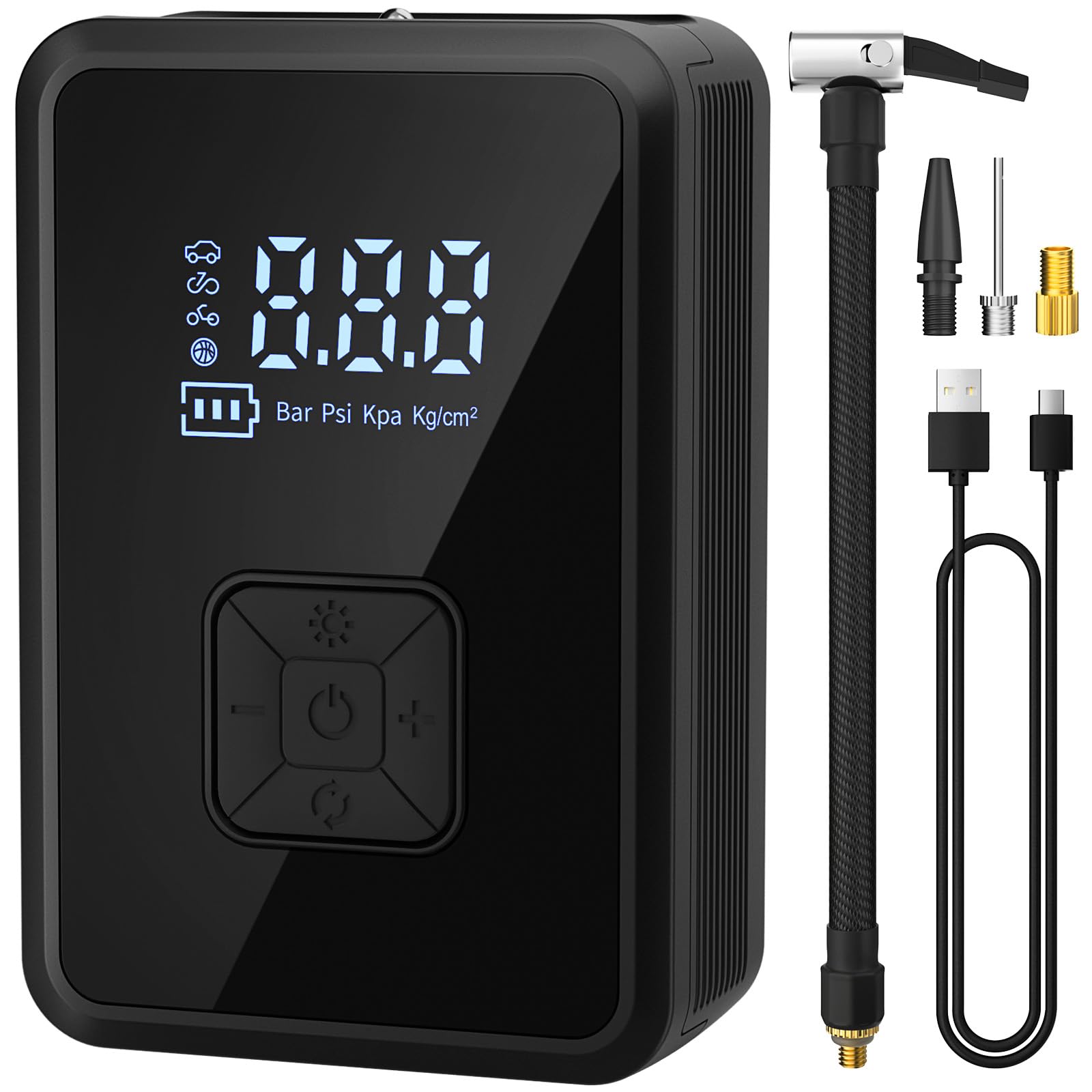 Oasser Mini Elektrische Luftpumpe Akku Luftpumpe Tragbarer Luftkompressor Klein Kompressor Fahrradpumpe mit LCD Anzeige und Notbeleuchtung 150PSI Type-C Cable Auto Off für Auto Motorrad Fahrrad Bälle Oasser Mini Elektrische Luftpumpe Akku Luftpumpe Tragbarer Luftkompressor Klein Kompressor Fahrradpumpe mit LCD Anzeige und Notbeleuchtung 150PSI Type-C Cable Auto Off für Auto Motorrad Fahrrad Bälle von Oasser