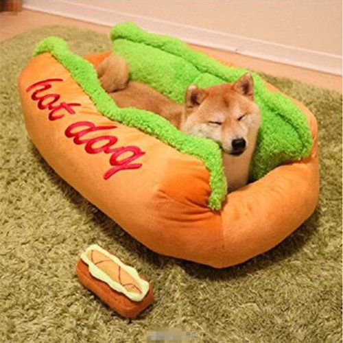 Ocamo Hundeh¨¹tte Baumwolle Hot Dog Form Haustier Bett Zwinger Katze Hund Nest Welpen Haus Warme Matte Kissen Waschbar Pad von Ocamo