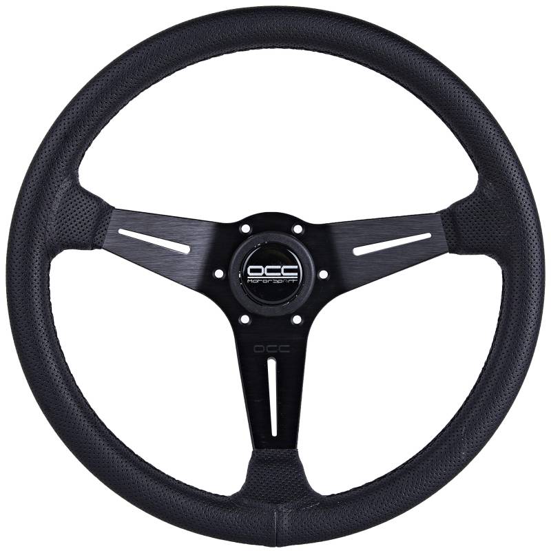 OCC MOTOR SPORT OFFSET LENKRAD AUTO CLASSIC MODELL PERFORIERTES LEDER MIT SCHWARZEN ARMEN - 90 MM VOLLSCHÜSSELRAD - 350 MM (14 ZOLL) von OCC MOTOR SPORT