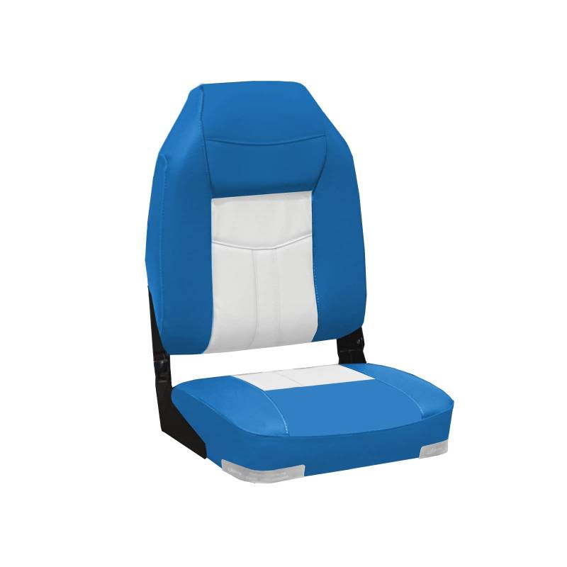 High Back Deluxe Folding Boat Seat (Blue/White) Deluxe-Klapp-Bootssitz mit hoher Rückenlehne (Blau/Weiß) autositzschoner autositzauflage sitzbezüge auto sofa anglerstuhl camping von Oceansouth