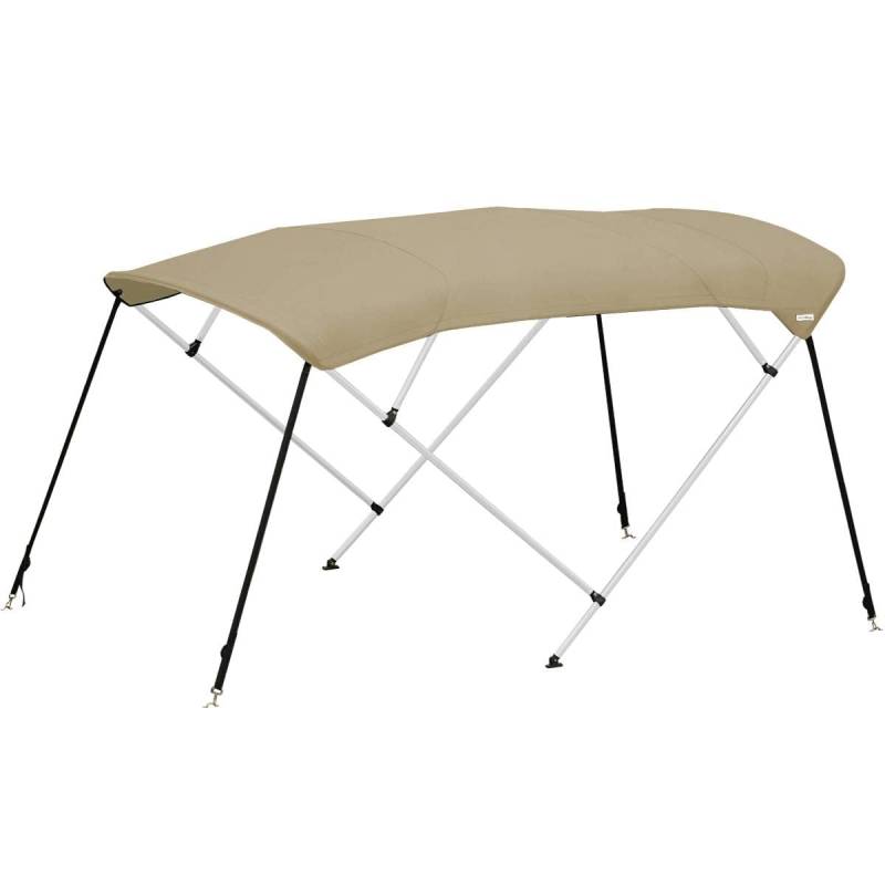 Oceansouth 4 Bow Bimini Top with Integrated Storage Boot (Sand, Breite 1.9m - 2.1m) Bogen Bimini top Boot ueberdachung bootsabdeckung bootsverdeck Edelstahl zubehör Abdeckung Boat Canopy von Oceansouth