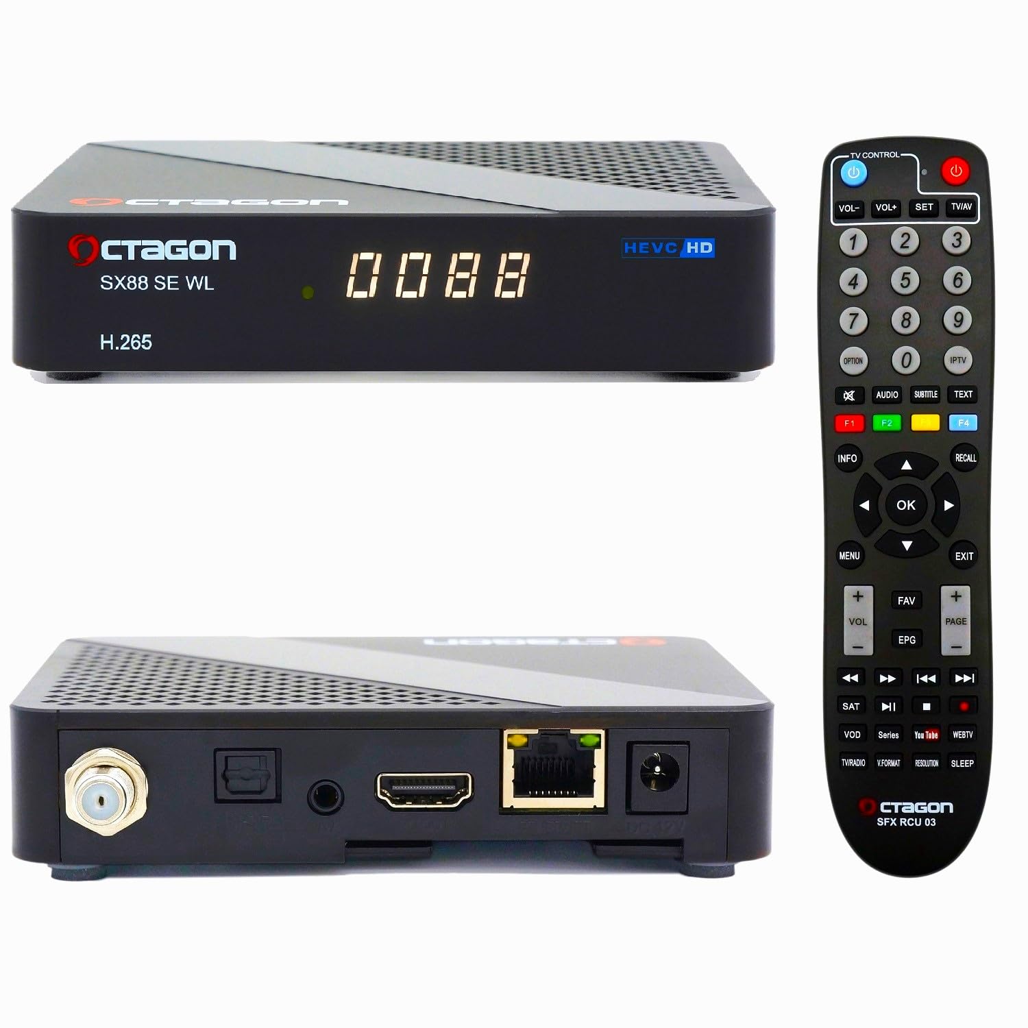 Octagon SX88 SE V2 WL HD S2+ IP Linux Sat Receiver mit PVR Aufnahmefunktion, HDTV DVB-S2 Satelliten TV Box, LAN & WLAN/WiFi, Unicable, Mediathek, YouTube, Internet Radio, Blindscan, Kartenleser Octagon SX88 SE V2 WL HD S2+ IP Linux Sat Receiver mit PVR Aufnahmefunktion, HDTV DVB-S2 Satelliten TV Box, LAN & WLAN/WiFi, Unicable, Mediathek, YouTube, Internet Radio, Blindscan, Kartenleser von Octagon