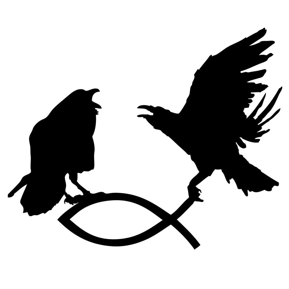 Odin Raben greifen Christenfisch Autoaufkleber | Hugin und Munin fangen Fisch Auto-Aufkleber (Grau/Silber) Odin Raben greifen Christenfisch Autoaufkleber | Hugin und Munin fangen Fisch Auto-Aufkleber (Grau/Silber) von Umibuds