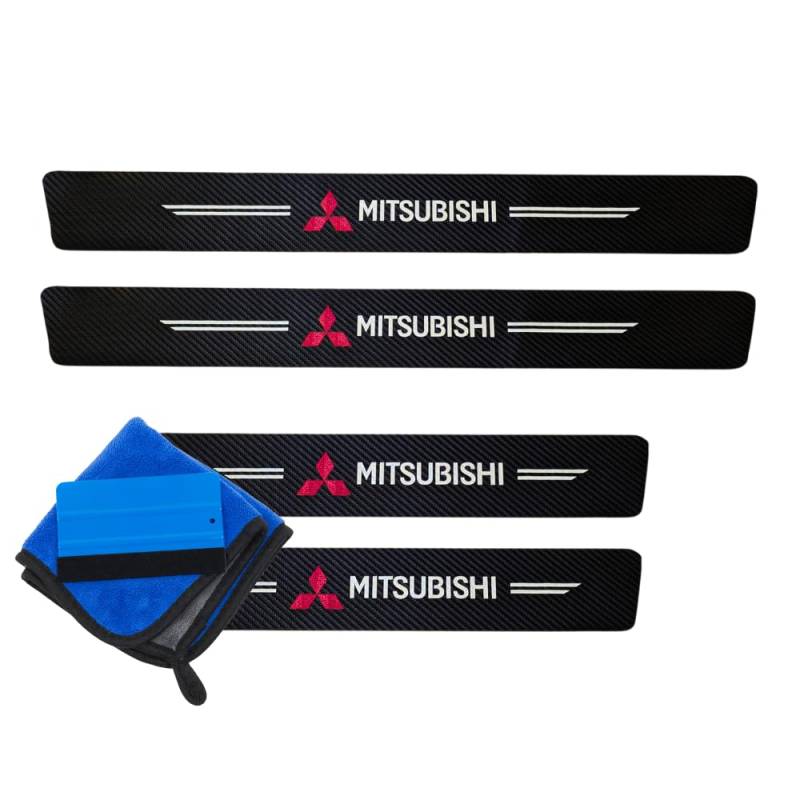 ODOKIT Schutzschwelle, Carbonfaser, schwarz, kompatibel mit Mitsubishi Space Star ASX Outlander PHEV Eclipse Cross L200 – 4-teiliges Zubehör – einfach zu installieren – schnelle Montage von Odokit