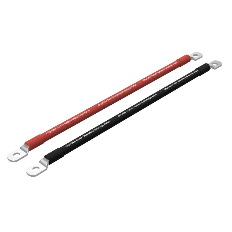 Offgridtec 2m Batteriekabel 16mm² Beidseitig M8 Ösen, Öl-, Kälte & UV-beständig, Flammwidrig, Für Geräte mit M8 Schraubterminal, Ideal Für Laderegler, Wechselrichter & Batterieladegeräte, Rot/Schwarz von Offgridtec