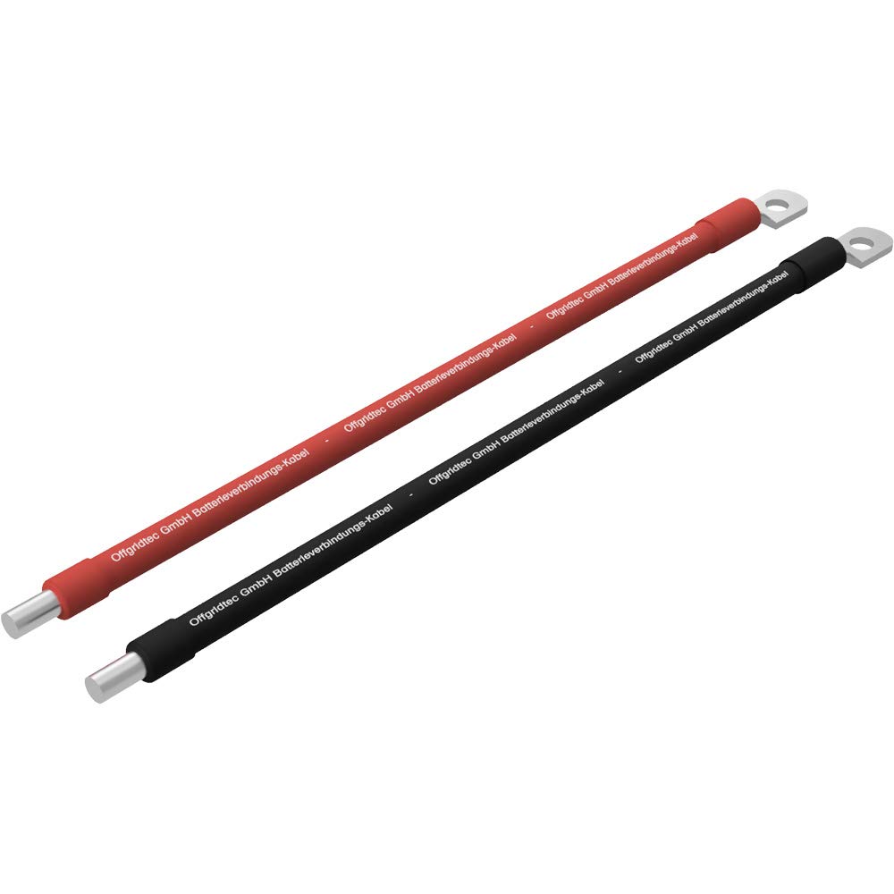 Offgridtec 2m Batteriekabel 25mm² M8 Terminal Zu Schraubklemmenanschluss, Öl-, Kälte- & UV-beständig, Flammwidrig, Für Geräte Mit M8 Schraubklemmenanschluss, Hohe Belastbarkeit, Rot/Schwarz von Offgridtec