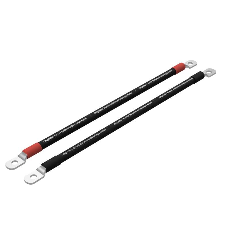 Offgridtec 2m Batteriekabel 35mm² Beidseitig M10 Ösen, Öl-, Kälte, UV-beständig, Flammwidrig, Für Geräte mit M10 Schraubterminal, Ideal Für Laderegler, Wechselrichter & Batterieladegeräte, Rot/Schwarz von Offgridtec