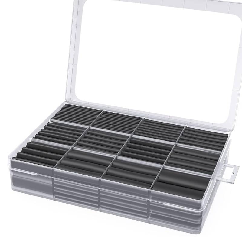 Schrumpfschlauch Sortiment Schwarz 3:1 Ratio mit Kleber Doppelwandig 400 Stück 45mm Länge Verschiedene Durchmesser von Offgridtec