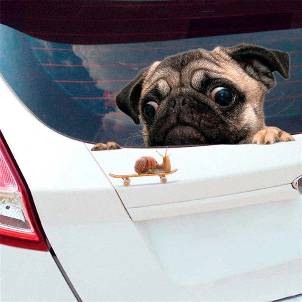 Ogquaton Lustige Nette Haustier Mops Hundeschnecke 3D Autofensteraufkleber Wasserdicht Auto Vinyl Fenster von Ogquaton