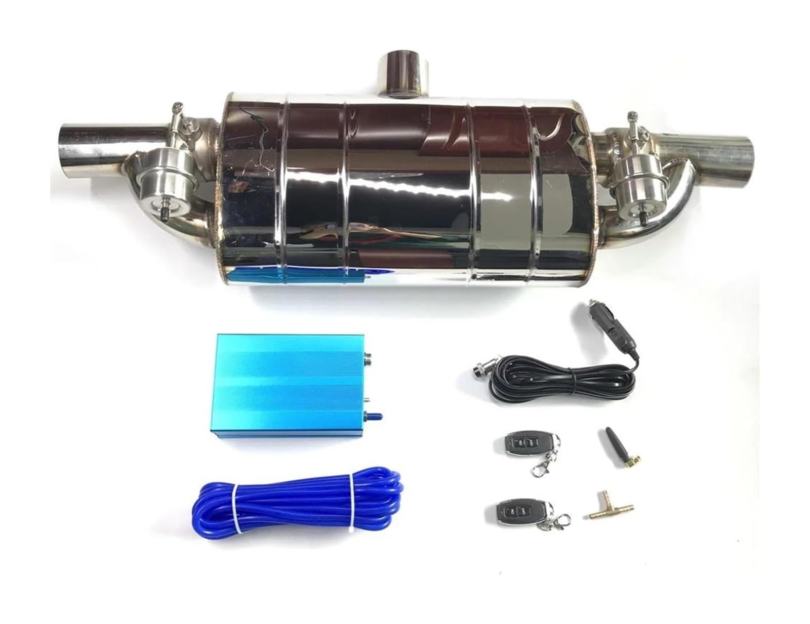 Auto Auspuff Endrohr Auto Auspuffrohr Mit Variablem Ventil Schalldämpfer Fernbedienung/Vakuumpumpe Universell T-Form Eins Rein Zwei Raus 51/63/76 Mm(63MM+Vacuum Pump) von Ohocean
