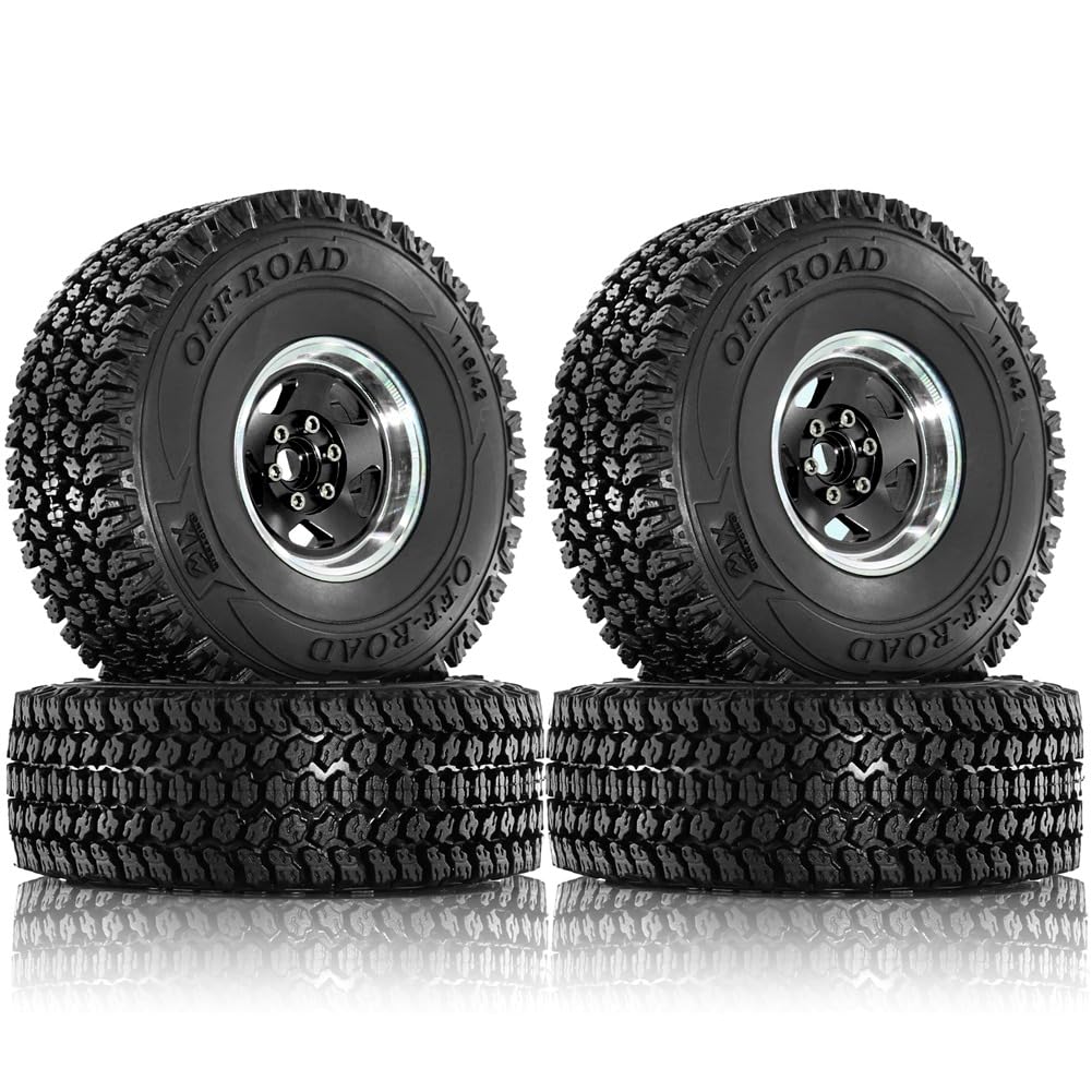 Ohulelks 4 Stück 116 mm Offroad-Reifen, 12 mm Sechskantnaben für 1/10 RC-Rennwagen, 4WD Nitro ////, Schwarz Ohulelks 4 Stück 116 mm Offroad-Reifen, 12 mm Sechskantnaben für 1/10 RC-Rennwagen, 4WD Nitro ////, Schwarz von Ohulelks