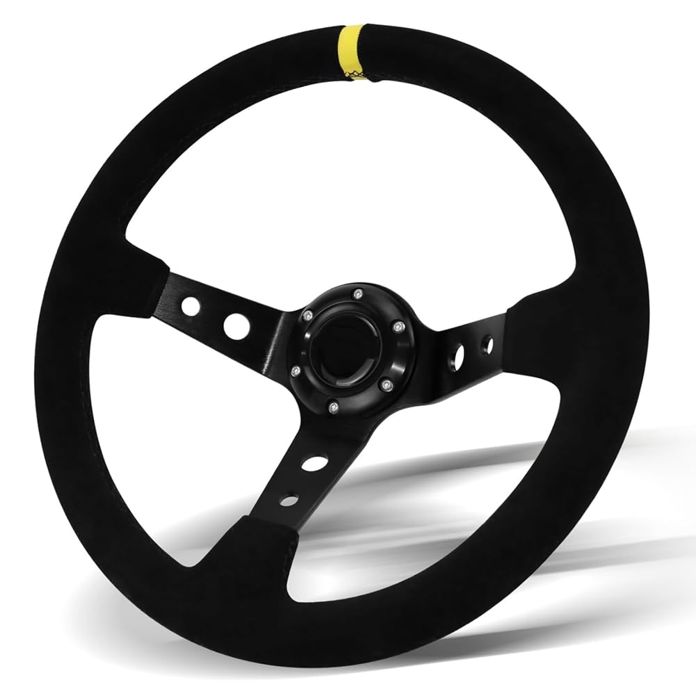 Ohulelks Universelles Rennlenkrad, 350 mm, 6-Schrauben-Lenkrad Aus Wildleder für Rennen/Rallye/Motorsport/Auto-Simulationsfahren Ohulelks Universelles Rennlenkrad, 350 mm, 6-Schrauben-Lenkrad Aus Wildleder für Rennen/Rallye/Motorsport/Auto-Simulationsfahren von Ohulelks