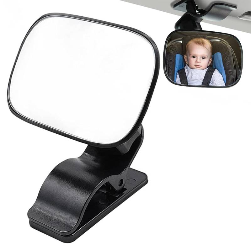Oimaik Baby Autospiegel, Babyspiegel für Auto Rücksitz, Bruchsicherer Auto Babyspiegel, 360° Verstellbarer Rückspiegel, Baby Autositz Spiegel mit Clip zum Hinten zu sehen Neugeborene, Säugling, Baby von Oimaik