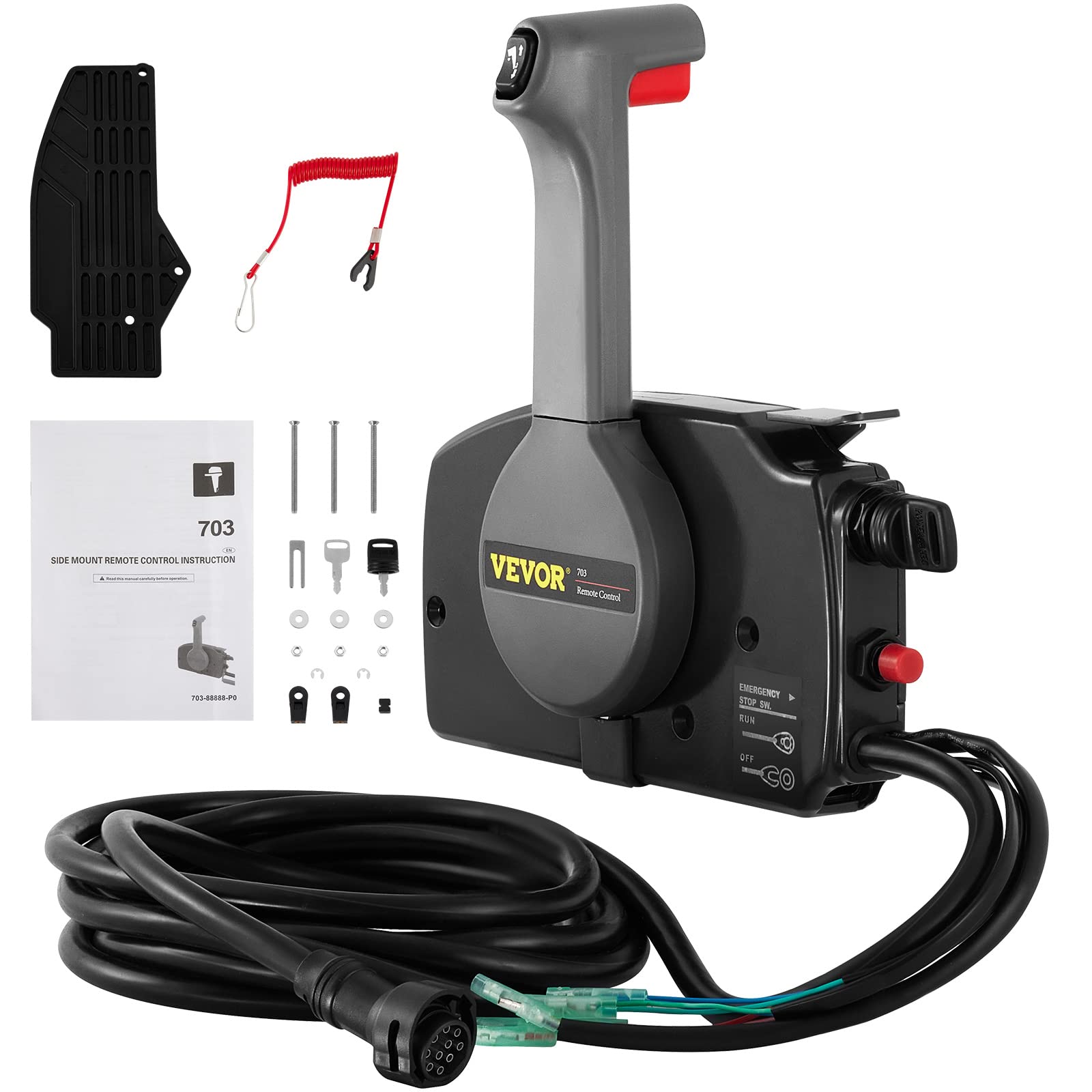 OldFe 703 Außenbordmotor Seitenmontage Fernbedienung 4,6 kg Außenbordfernbedienungsbox für Yamaha Außenbord-Fernbedienungsbox + 10-poliges Kabel 703-48207-22-00 von OldFe