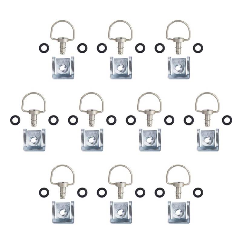 Oldbones Motorrad-Rennbefestigungen Schnellspanner D-Ring Rennbefestigungen Typ C 14mm Matt Sliver(10 Pack) von Oldbones