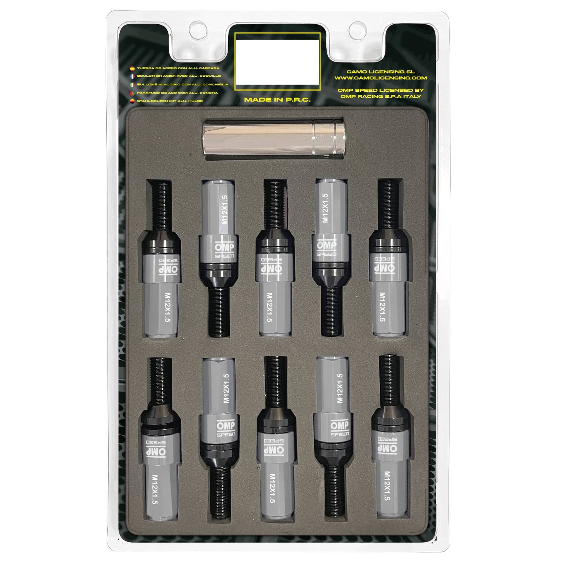 OMP SPEED Set 20 Radschrauben schwarz mit metrischer M12X1,5 Schlüssel 17-19 lang Gewinde 28 mm mit grauem Aluminium 7075 + DIN 12,9 OMP SPEED Set 20 Radschrauben schwarz mit metrischer M12X1,5 Schlüssel 17-19 lang Gewinde 28 mm mit grauem Aluminium 7075 + DIN 12,9 von OMP