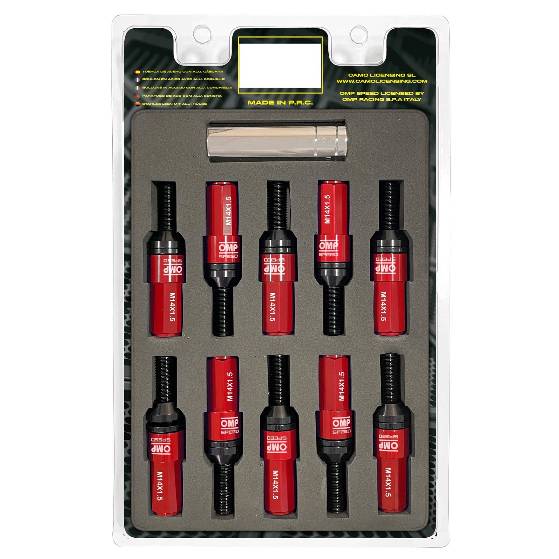 OMP SPEED Set 20 schwarze Radschrauben mit M14X1,5 metrisch 17-19 langem Gewindeschlüssel 28MM mit rotem Aluminiumschutz 7075 + DIN 12,9 OMP SPEED Set 20 schwarze Radschrauben mit M14X1,5 metrisch 17-19 langem Gewindeschlüssel 28MM mit rotem Aluminiumschutz 7075 + DIN 12,9 von OMP